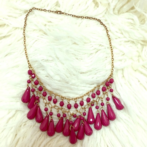 Jewelry - Maroon and gold layered beaded statement necklace